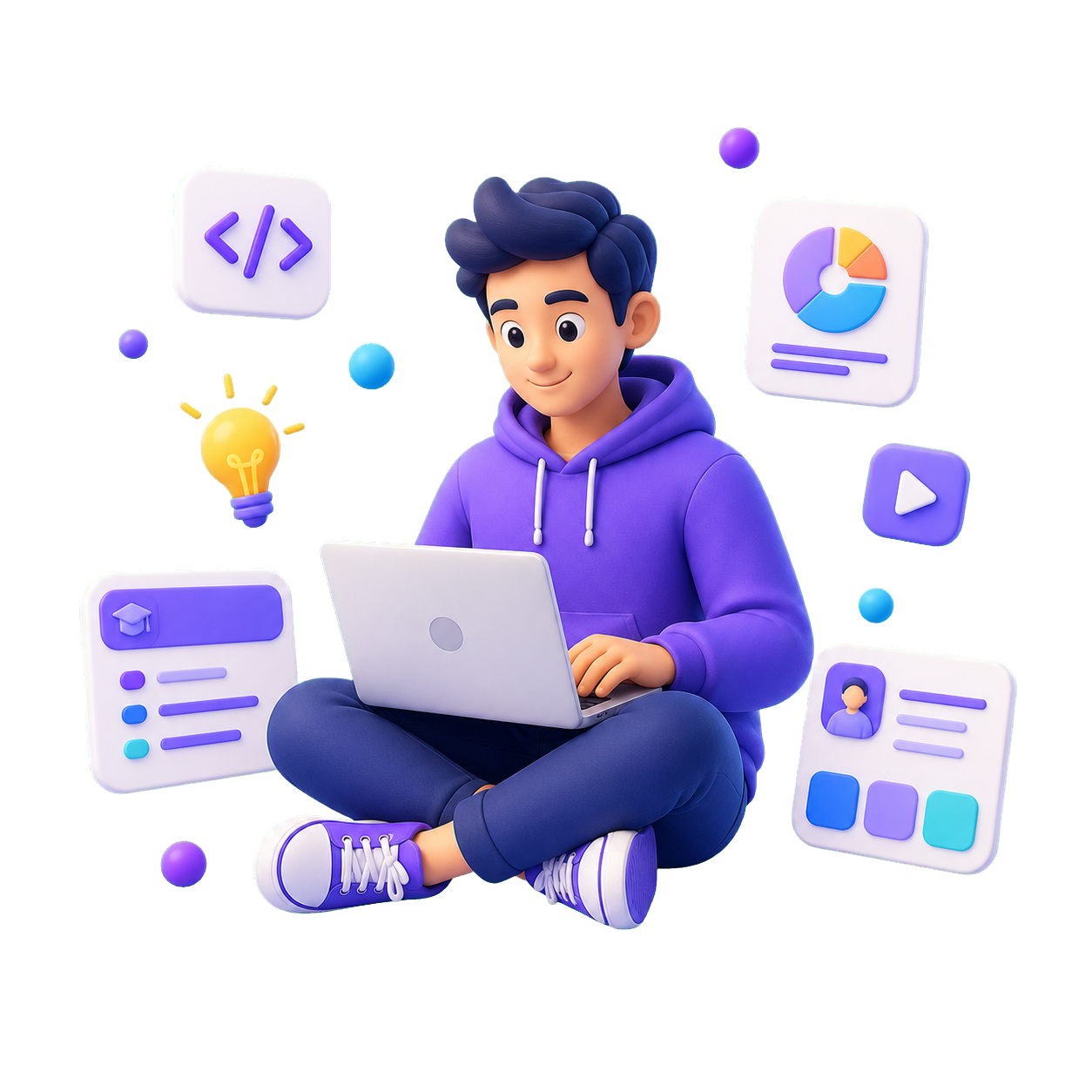 Alumno usando una laptop en una plataforma de aprendizaje